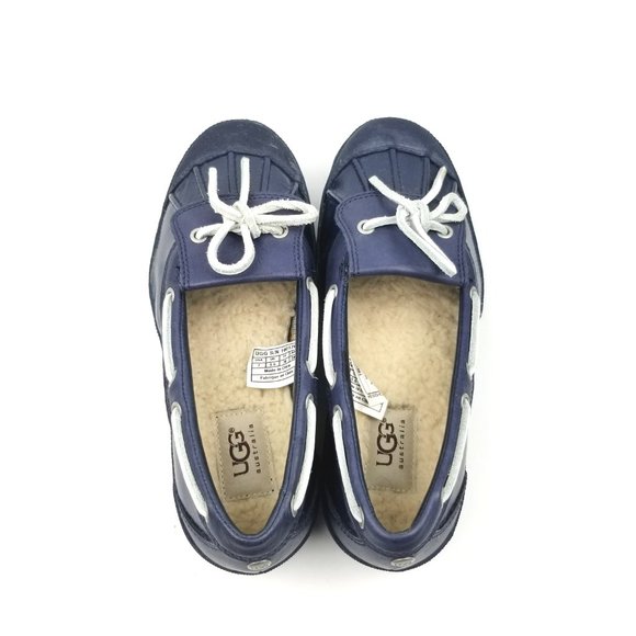 Ugg Navy Blue Ashdale Duck Moc Sheepskin Shoes - Picture 5 of 9